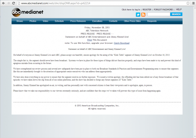 Image result for statement on behalf of ABC entertainment and jimmy ki