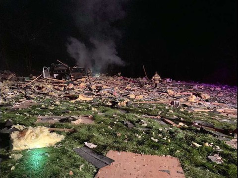 A house in Hardyston exploded late Tuesday, causing damage to a high school across the street in a blast that could be felt for miles. (Photo courtesy Ryan Keena/@Ryan_k0707)