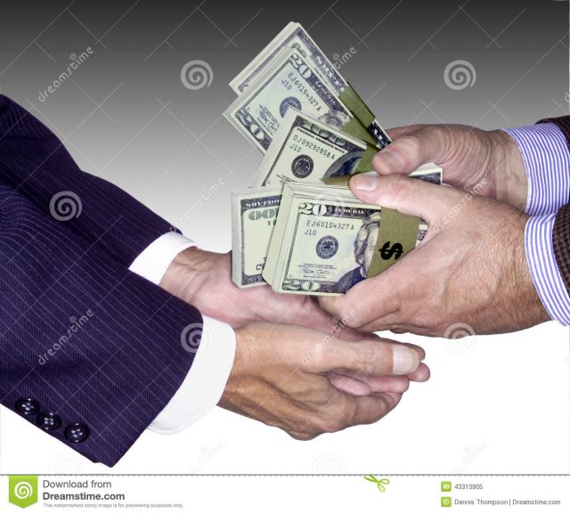Image result for stock photo businessman hands holding money risk greed
