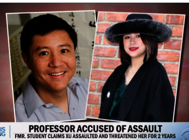 CBS電視「晨間」節目16日播出伊利諾大學香檳分校前華裔教授徐鋼(左)遭多名前中國女留學生指控長期性侵的悪行。(取自CBS Morning節目)