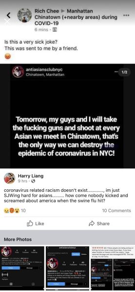 “纽约反亚裔俱乐部”发布的仇华言论。(取自Instagram)