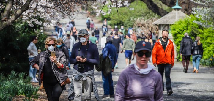 Central Park Still Crowded with People Despite Stay at Home and Social Distancing Orders in NYC