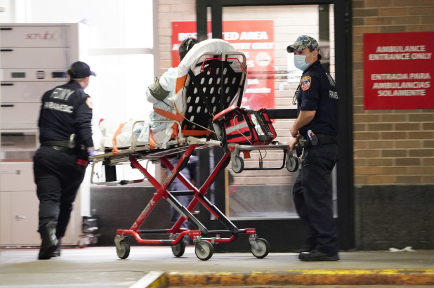 FDNY EMTs transport a patient to Columbia Presbyterian Hospital in New.York.