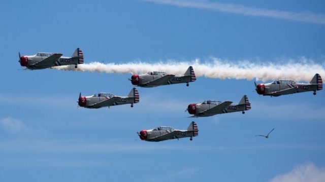The GEICO Skytypers, which performed at the Bethpage