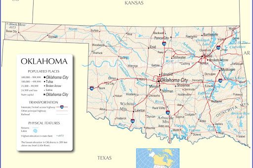 Oklahoma Map, Oklahoma State Map, Oklahoma State Road Map, Map of ...