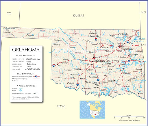 Oklahoma Map, Oklahoma State Map, Oklahoma State Road Map, Map of ...