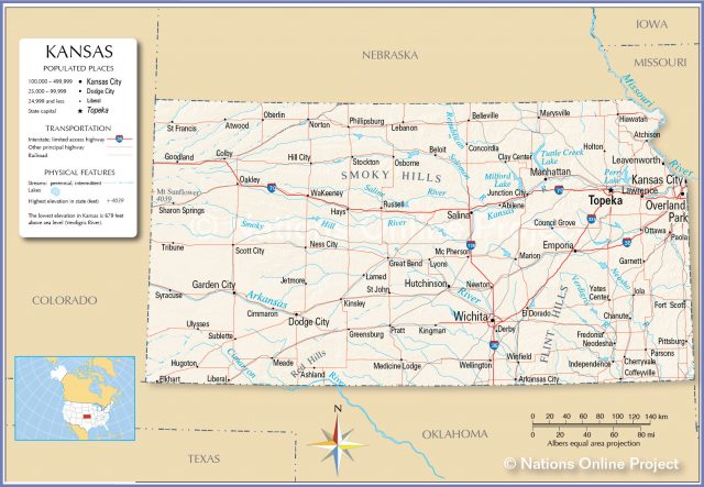 Map of the State of Kansas, USA - Nations Online Project