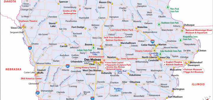 Iowa Map, Map of Iowa (IA)