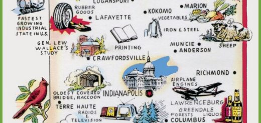 Pictorial travel map of Indiana